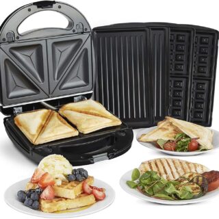 VonShef 3-in-1 Sandwich Toaster, Waffle Maker & Grill