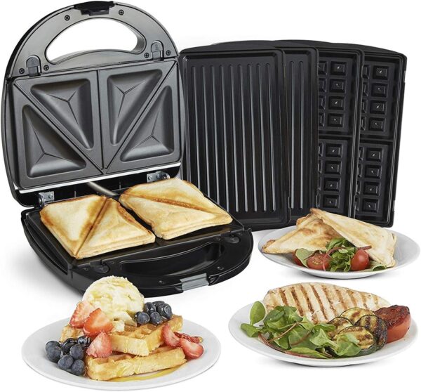 VonShef 3-in-1 Sandwich Toaster, Waffle Maker & Grill