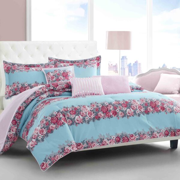 Betsey Johnson Floral Microfiber Plain Weave Washable Comforter Sets, Full/Queen - Image 5