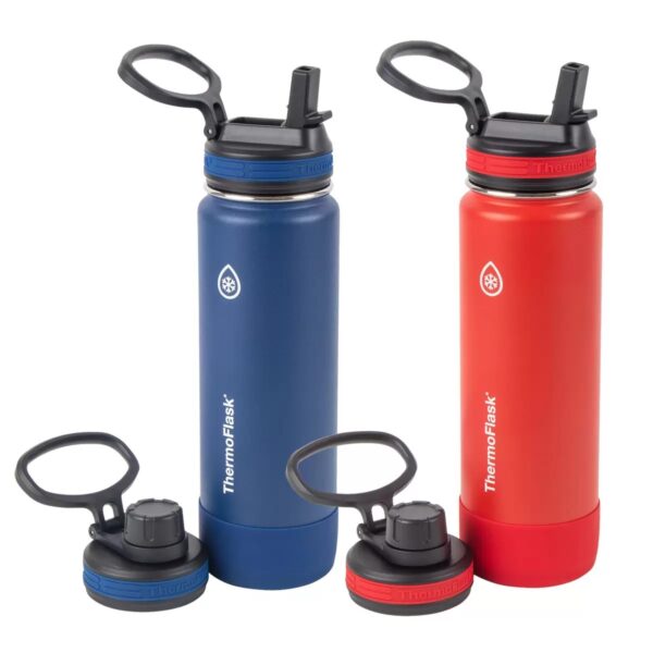 Thermoflask Insulated Water Bottles With Changeable Lids, 710ml 2 Pack