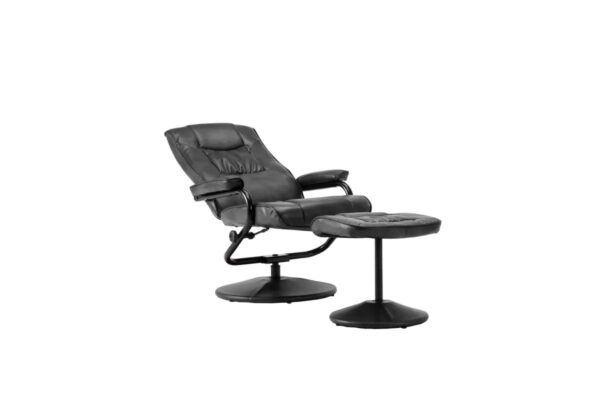 Memphis Swivel Chair and Footstool Black - Image 4