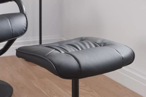 Memphis Swivel Chair and Footstool Black - Image 6