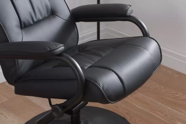 Memphis Swivel Chair and Footstool Black - Image 7