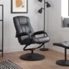 Memphis Swivel Chair and Footstool Black