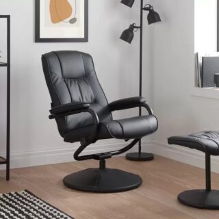 Memphis Swivel Chair and Footstool Black