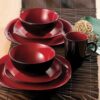 Thomson 16pc Stoneware Dinnerware Set – Bali Carmine - Image 2