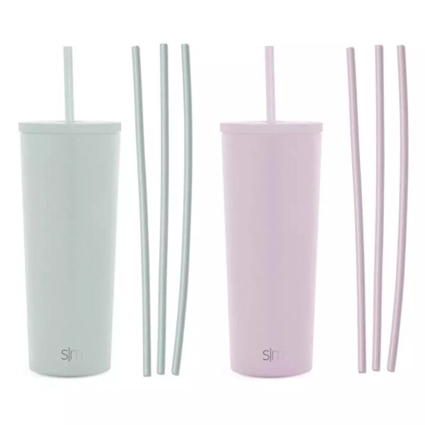 Simple Modern 2pc 24oz Stainless Steel Classic Water Bottles with Six Bonus Straws