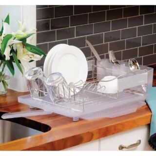 Polder 4pc Dish Rack Set With Slide Out Drying Tray