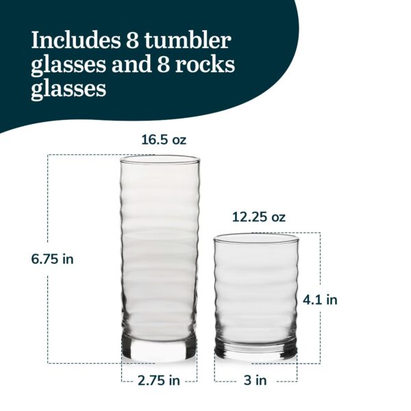 Libbey Pueblo 16-Piece Tumbler and Rocks Glass Set - Image 6