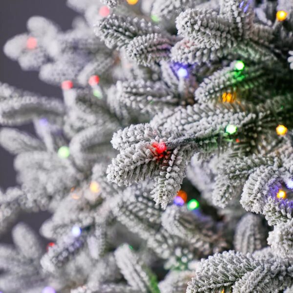 7.5ft (2.2m) Pre-Lit Flocked Artificial Christmas Tree with 1,850 Colour Changing Micro LED Lights - Image 5