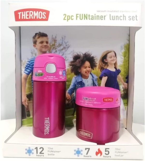 Thermos Funtainer Lunch Set 12oz Water Bottle & 10oz Food Jar Pink - Image 8