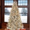 7.5ft (2.2m) Pre-Lit Flocked Artificial Christmas Tree with 1,850 Colour Changing Micro LED Lights