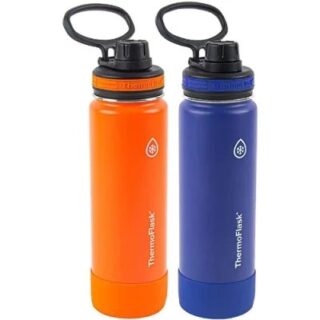 Thermoflask - Stainless Steel Insulated Water Bottles - 24 Ounce - 2 Pack - Orange Crush - Navy Edge