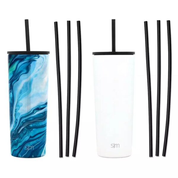Simple Modern 2pack 24oz Stainless Steel Classic Bottles with Six Bonus Straws
