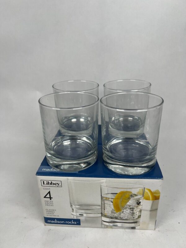 Libbey Heavy Base Madison Rocks 4 Piece Set Drinking Glasses 11.7 Oz - Image 8
