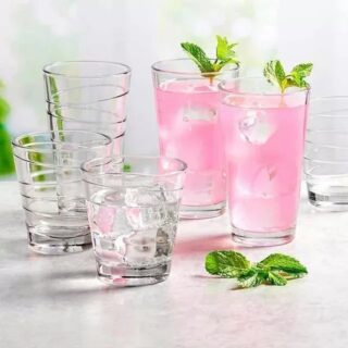 Anchor Hocking Swivel Drinkware Set 16-Piece, Clear 8-12oz / 8-15.7oz
