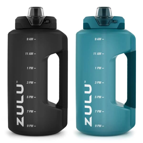 Zulu Water Bottles With Hydration Tracking Time Markers - 2pc - 64 Oz