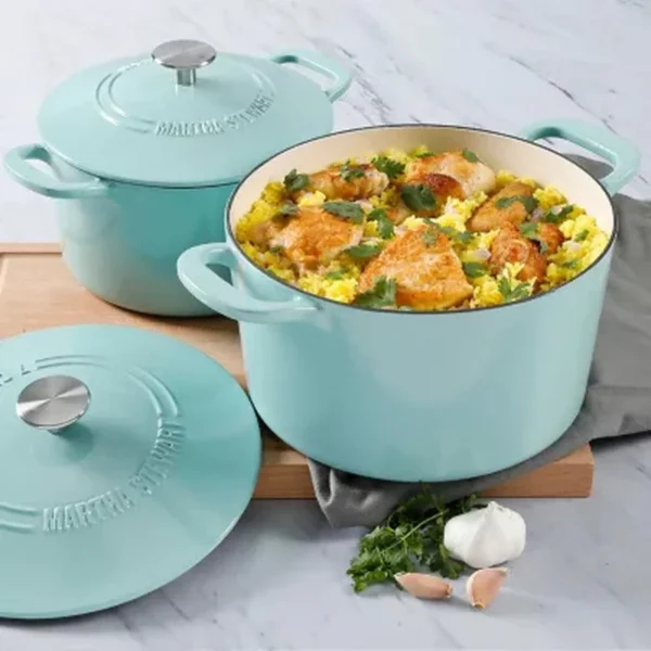 Martha Stewart 4qt & 7qt Enamel Cast Iron Dutch Ovens