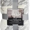 Life Comfort Faux Fur Reversible Throw Blanket - Light Grey  60in x 70in