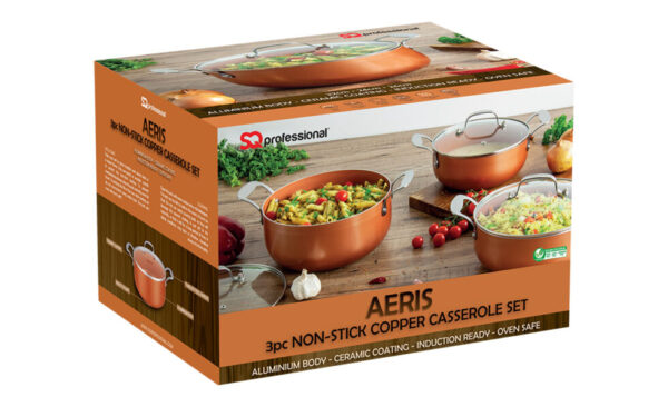 Aeris 3pc Non Stick Copper Casserole Set - Image 5