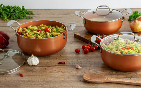 Aeris 3pc Non Stick Copper Casserole Set - Image 6