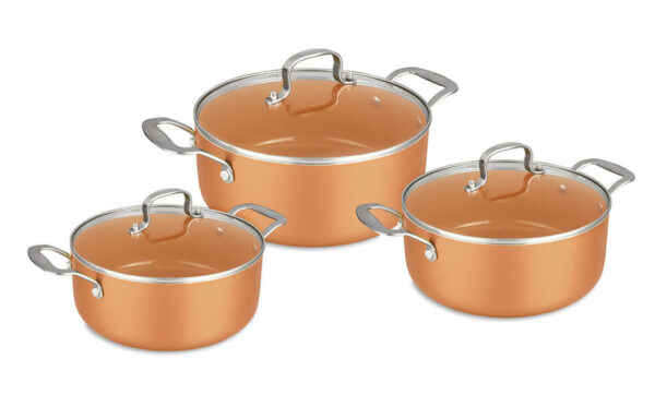 Aeris 3pc Non Stick Copper Casserole Set