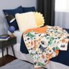 Life Comfort Kids Sherpa Fleece Throw Blanket (Orange Dino)