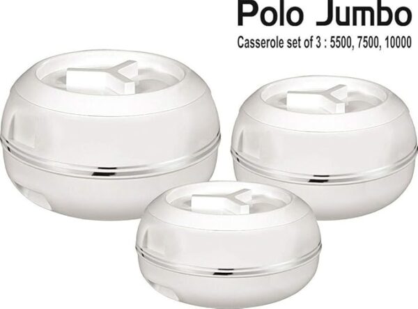 Jaypee 3pc S/Steel Thermal Insulated Food Storage Casserole Set - Image 5