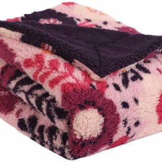 Life Comfort Sherpa Fleece Kids Blanket - Pink And Purple Floral
