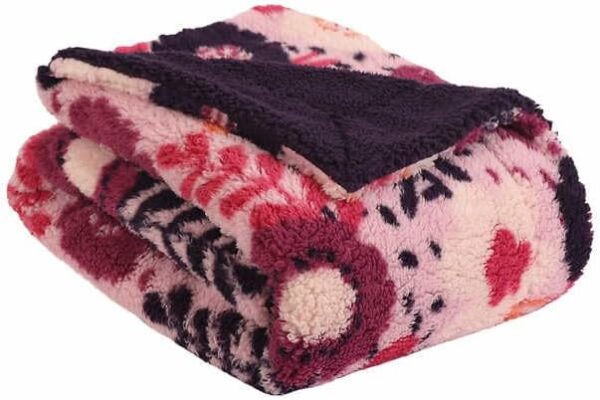 Life Comfort Sherpa Fleece Kids Blanket - Pink And Purple Floral