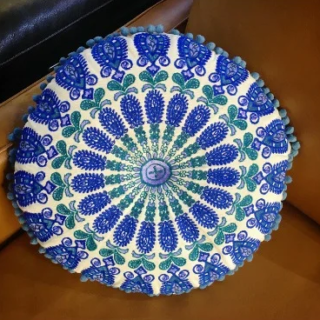 Indian Mandala Round Throw Pillow - 14in X 14in