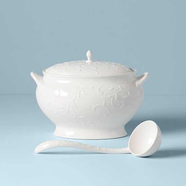 Lenox Opal Innocence Carved Soup Bowl With Ladle - Image 2