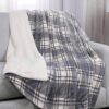 Life Comfort Faux Fur Reversible Throw Blanket - Grey Checkered 60in x 70in - Image 4
