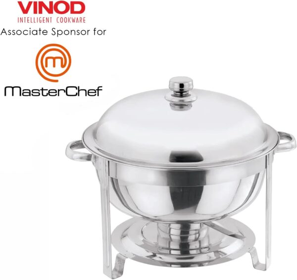 Vinod 8.5 Litre DEEP Stainless Steel Round Chafing Dish - Image 2
