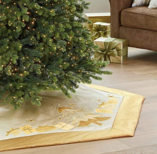 Adjustable Christmas Tree Skirt Gold Quilted 167.64cm (Copy)