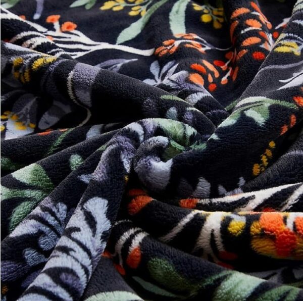 Monte & Jardin Floral Plush Throw Blanket 60in x 70in inches Navy - Image 3