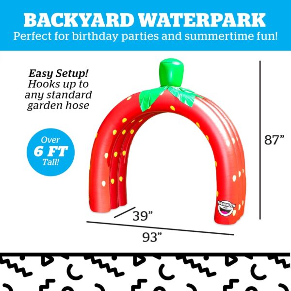Bigmouth Strawberry Tunnel Sprinkler Inflatable Water Splash Toy for Kids 6ft - Image 2