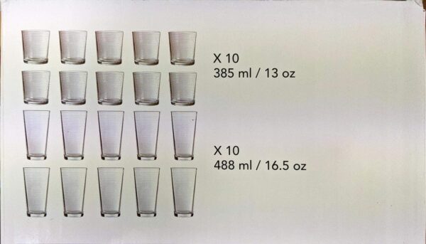 Pasabahce 20pc Bourbon Optic Glass Set - Image 4