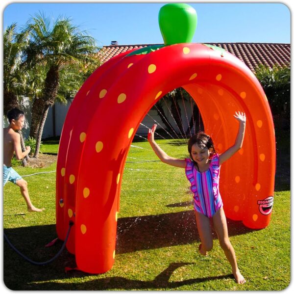 Bigmouth Strawberry Tunnel Sprinkler Inflatable Water Splash Toy for Kids 6ft