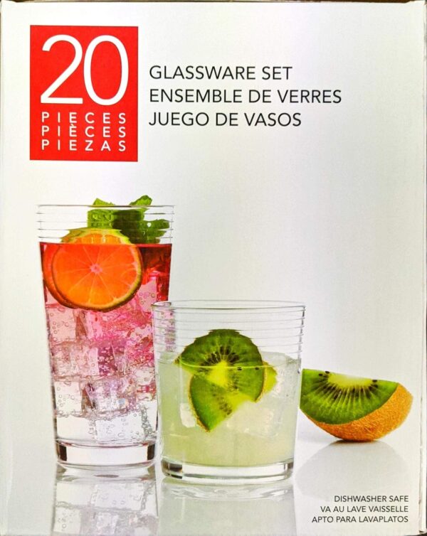 Pasabahce 20pc Bourbon Optic Glass Set - Image 2