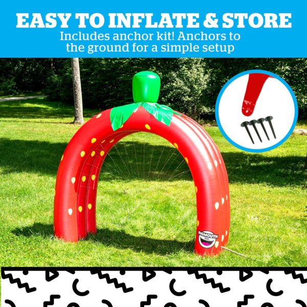 Bigmouth Strawberry Tunnel Sprinkler Inflatable Water Splash Toy for Kids 6ft - Image 4