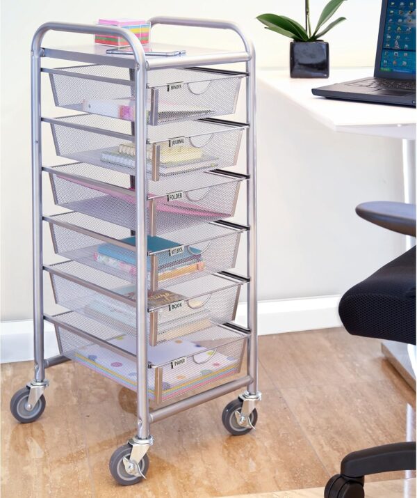 Seville Classics 6-Drawer Steel Storage Organizer Cart - Image 5