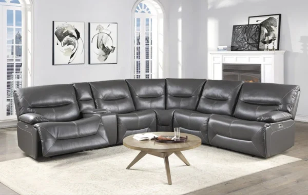 Corry Leather 6pc Power Reclining Sectional Sofa - Image 2
