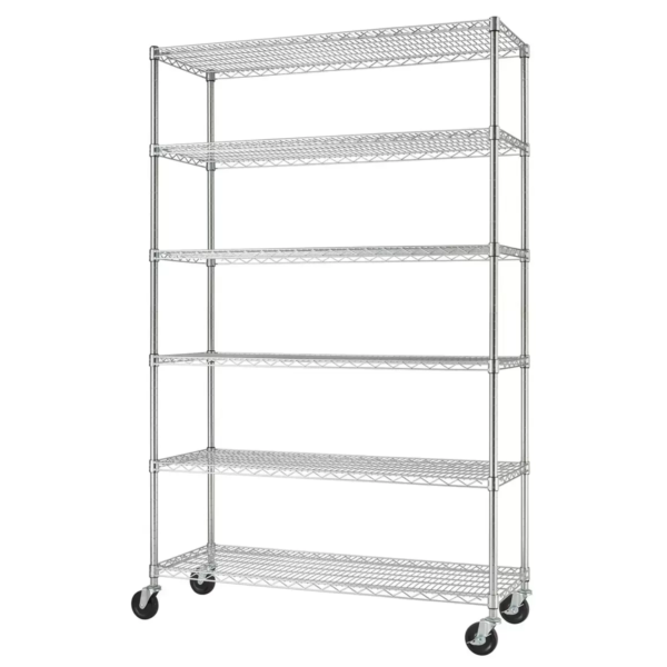 TRINITY 48" (122cm) EcoStorage 6-Tier Chrome Storage Rack With Casters - Image 4