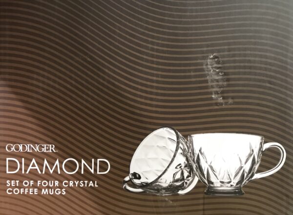 Godinger 4pc Diamond Crystal Coffee Mugs -13.5oz (399ml) - Image 2