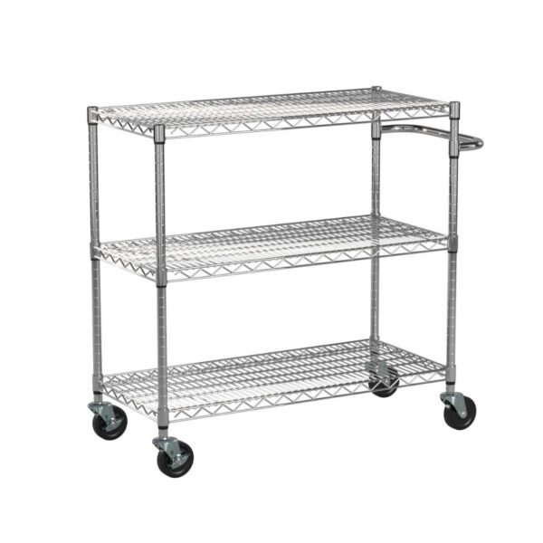 Trinity Nsf 3-Tier Commercial Chrome Storage Cart - Image 2