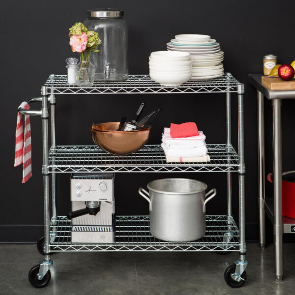 Trinity Nsf 3-Tier Commercial Chrome Storage Cart