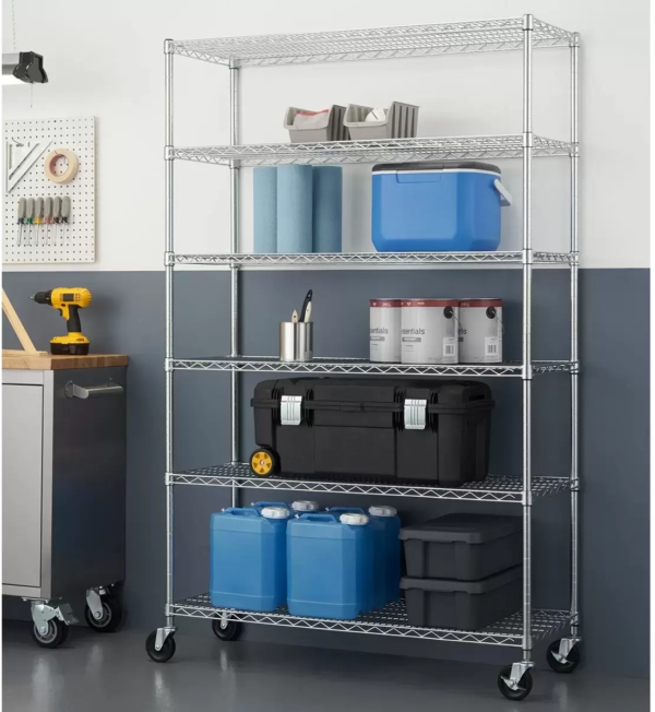 TRINITY 48" (122cm) EcoStorage 6-Tier Chrome Storage Rack With Casters