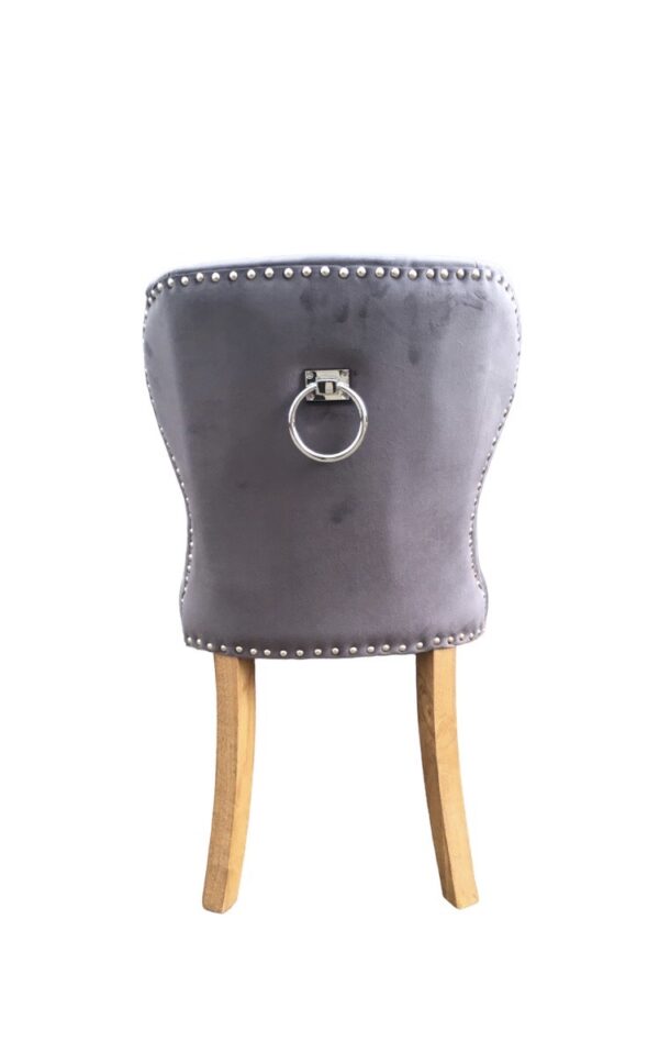Chennai Upholstered Oak Leg Dining Chair - Grey - Image 4