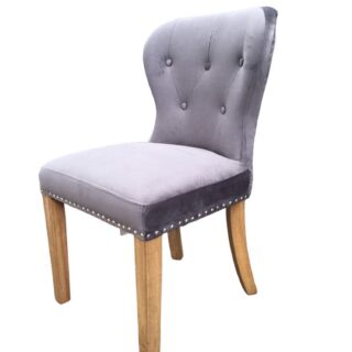Chennai Upholstered Oak Leg Dining Chair - Grey